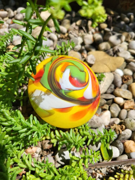 Edelrost Glasblume Ufo, gelb