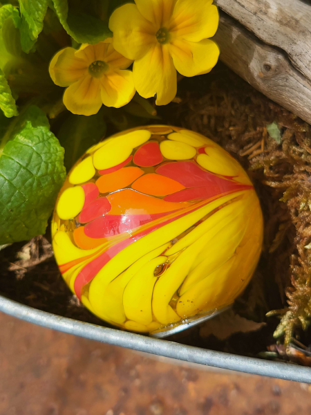Ersatzglaskugel gelb-orange-rot, 5 cm
