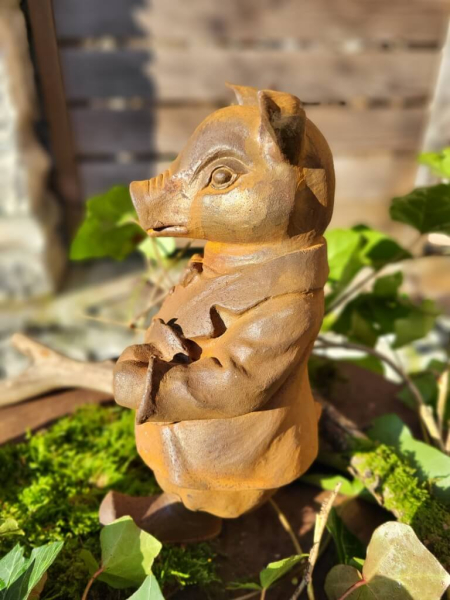 Gusseisen Schwein Sepp, mit Hut