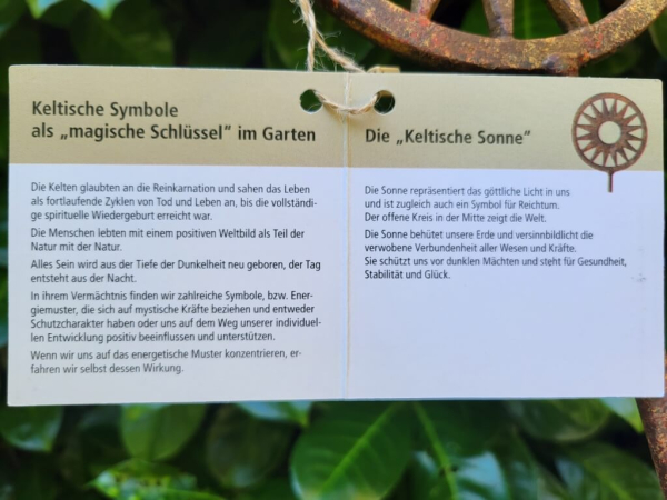 Edelrost Gusseisen Gartenstecker keltische Sonne