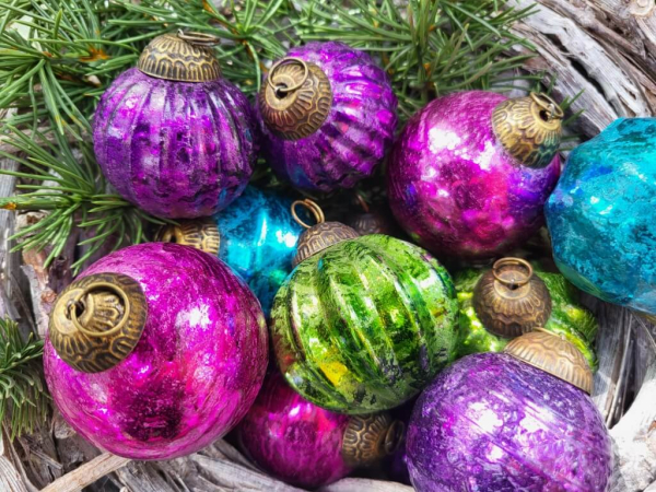 Hippie-Boho Christbaumkugel-Mix, bunt
