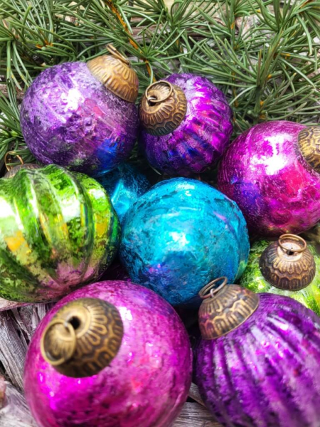 Hippie-Boho Christbaumkugel-Mix, bunt