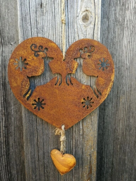 Edelrost Hirschherz mit kleinem Herzchen