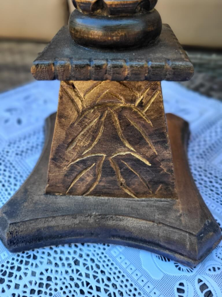 Holz Kerzenleuchter, schwarz-gold 44 cm