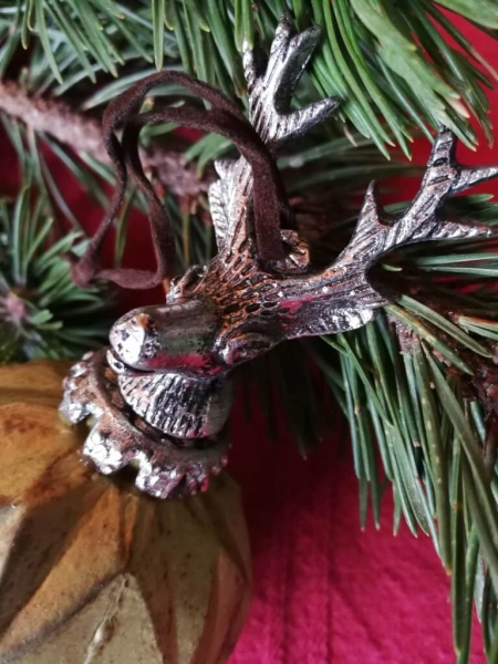 Christbaumkugel Colore mit Hirschkopf, grün