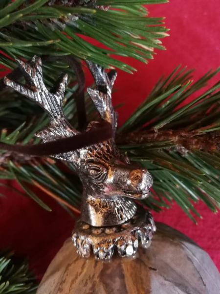 Christbaumkugel Colore mit Hirschkopf, silbergrau-matt
