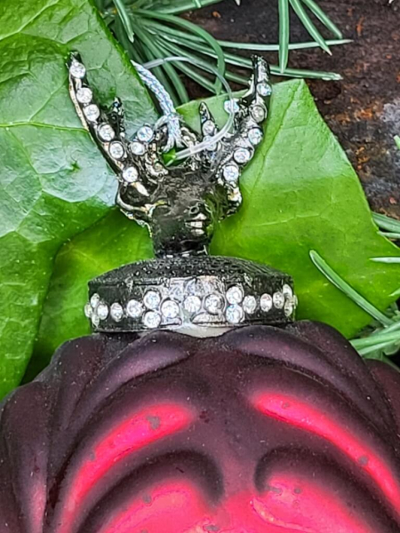 Weihnachtskugel Vitreous mit Hirsch, rot