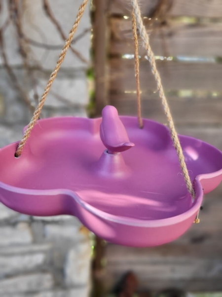 Kunststoff Futterschale/Vogelbad Lavena, Blume pink