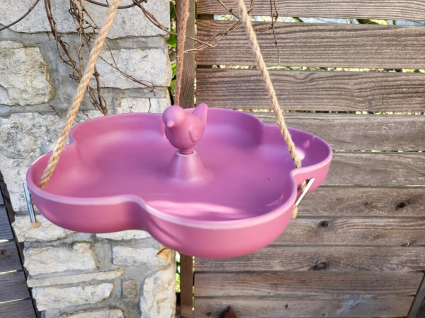 Kunststoff Futterschale/Vogelbad Lavena, Blume pink