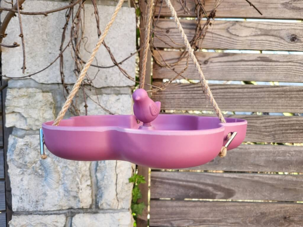 Kunststoff Futterschale/Vogelbad Lavena, Blume pink