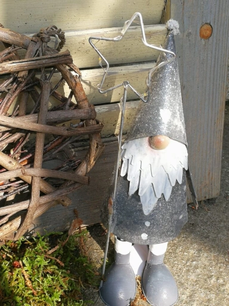 LED Nikolaus mit Stern, grau
