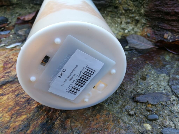 LED Windlicht Winter, grau-gold