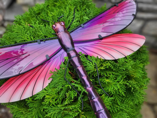 Boho Libelle zum Hängen, Glas-Metall, pink