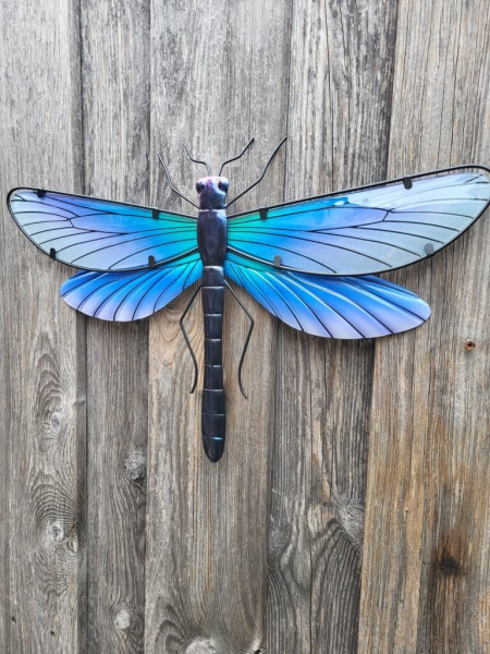 Boho Libelle zum Hängen, Glas-Metall, türkis