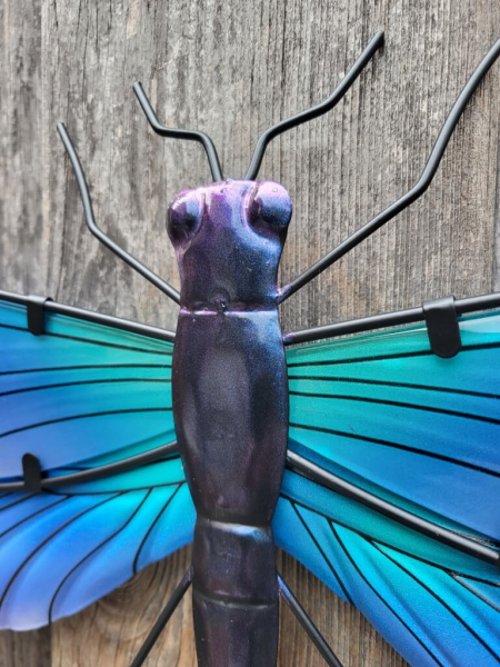 Boho Libelle zum Hängen, Glas-Metall, türkis