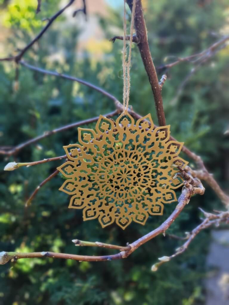 Mandala Dekohänger Novara, gold, flach ausgeschnitten