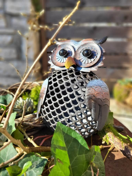 Metall Eule Nobby zum Stellen, 3D