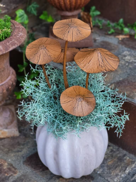 Topfstecker 5er Pilz-Gruppe, Edelrostoptik 3D