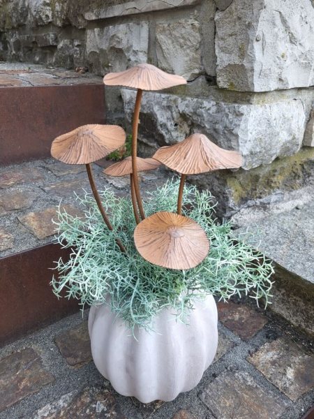 Topfstecker 5er Pilz-Gruppe, Edelrostoptik 3D