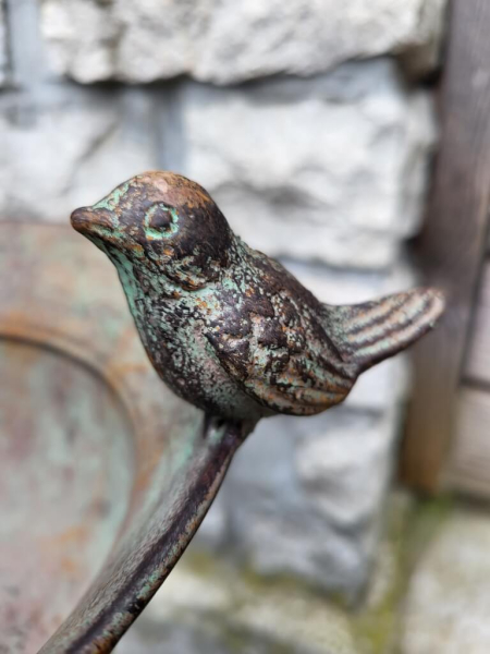 Shabby Chic Schale Blätterranken auf Fuß, grün-braun