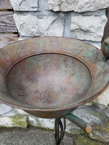 Shabby Chic Schale Blätterranken auf Fuß, grün-braun