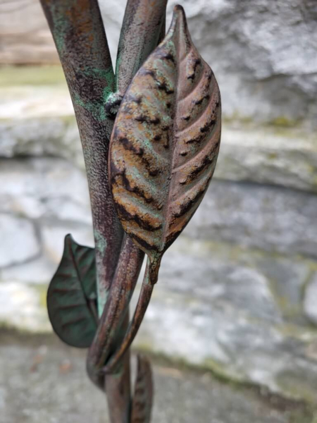 Shabby Chic Schale Blätterranken auf Fuß, grün-braun