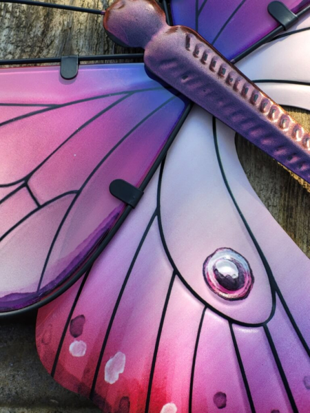 Schmetterling 2er-Set zum Hängen, Glas-Metall, pink/türkis