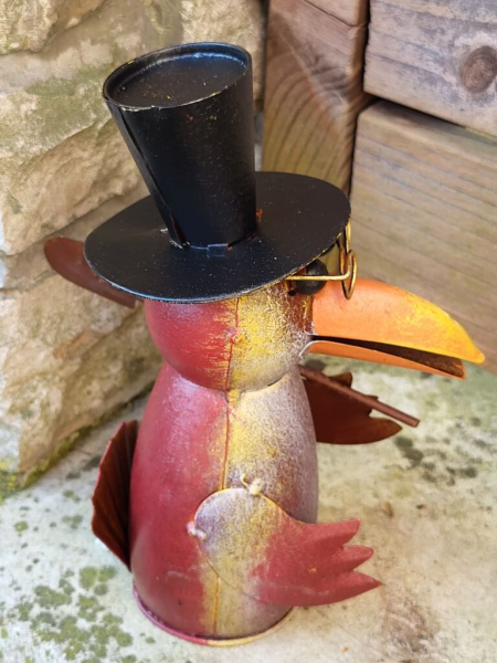 Metall Zaunhocker Vogel mit Spaten