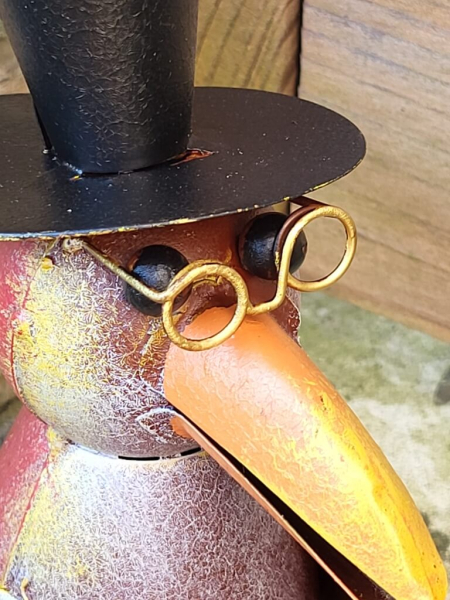 Metall Zaunhocker Vogel mit Spaten