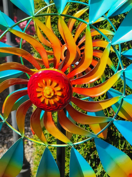Metallwindrad Sonne doppelt, bunt