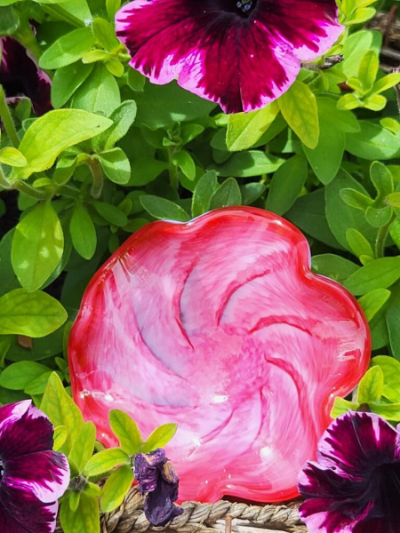 Topfstecker Glasblume Kringel, pink