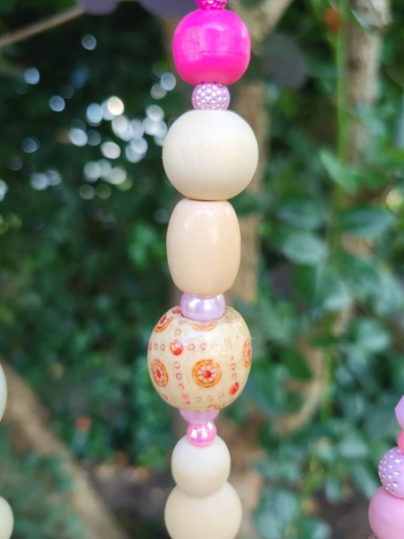 Boho-Mobile Mädchentraum, rosè, Silberfedern