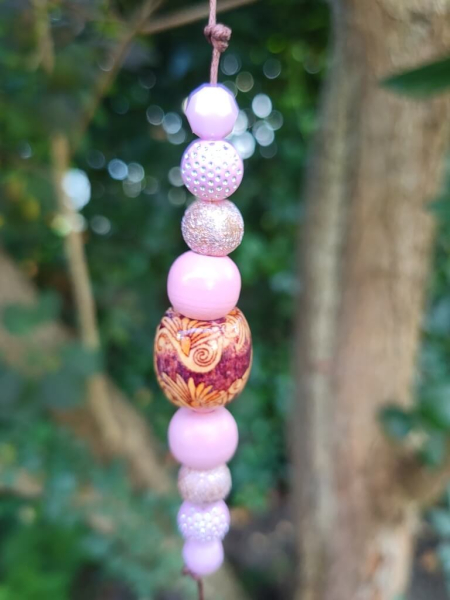 Boho-Mobile Mädchentraum, rosè, Silberfedern