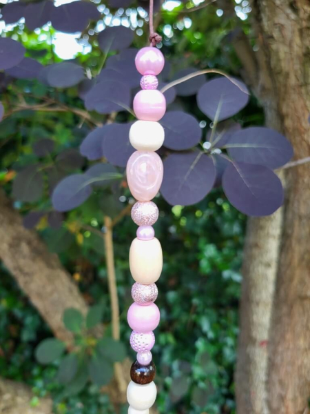 Boho-Mobile Mädchentraum, rosè, Silberfedern
