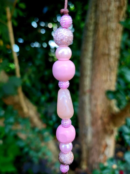 Boho-Mobile Mädchentraum, rosè, Silberfedern