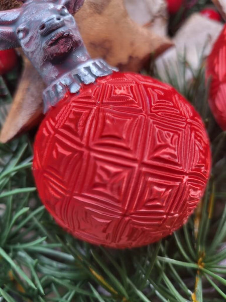 Christbaumkugel Outdoor Argento rot, mit Hirschkopf silber