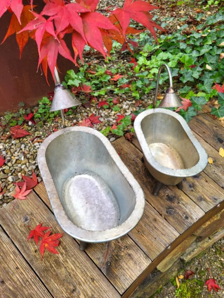 Pflanzschale Wanne mit Brause, Zink glänzend