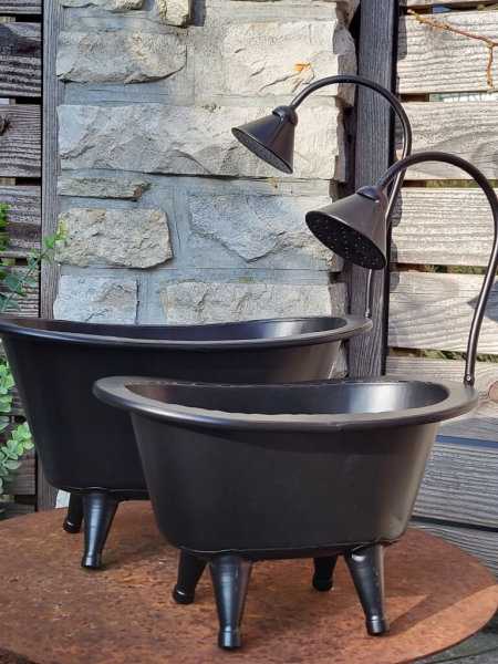 Pflanzschale Wanne mit Brause, schwarz