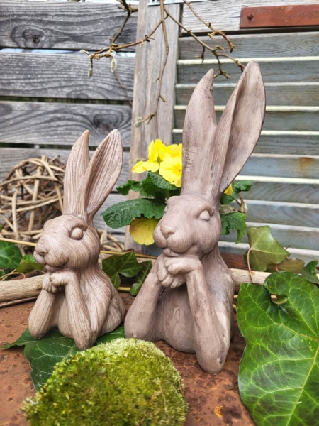 Polyresin Hasenbüste in Holzoptik