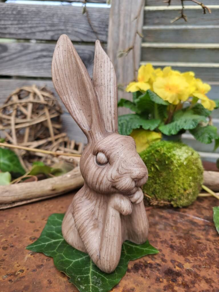 Polyresin Hasenbüste in Holzoptik