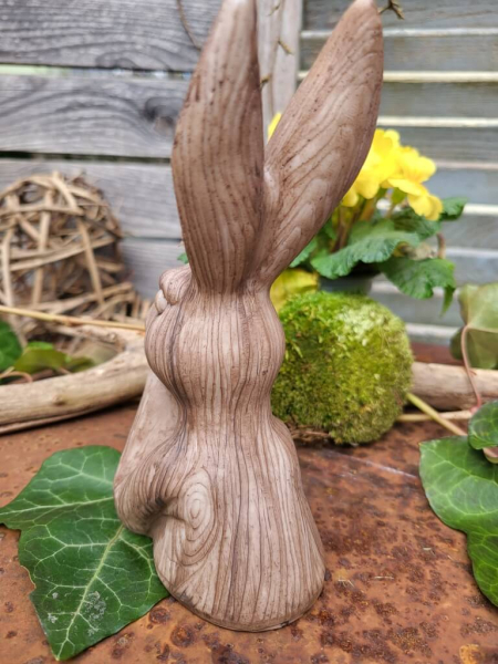 Polyresin Hasenbüste in Holzoptik