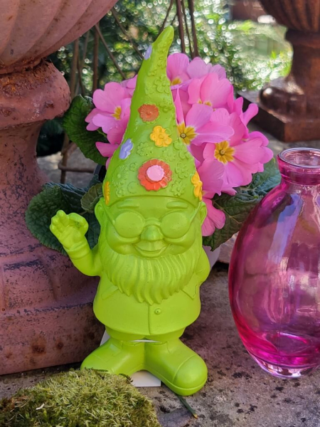 Polyresin Zwerg Happy klein, grün