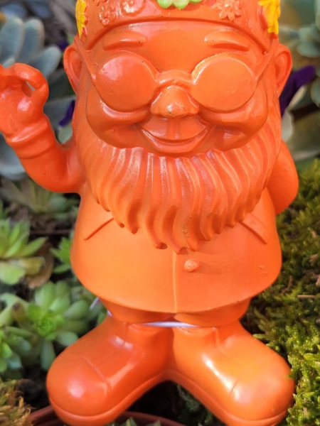 Polyresin Zwerg Happy klein, orange