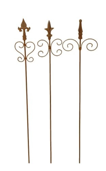 Edelrost 3er Set Rankstäbe für Blumenkübel, 60 cm