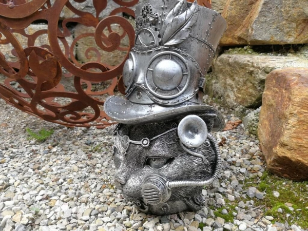 Steampunk Katzenkopf Fidelia aus Polyresin