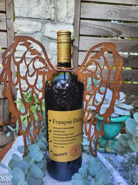 Engelsflügel filigran für Flaschen, Rostoptik