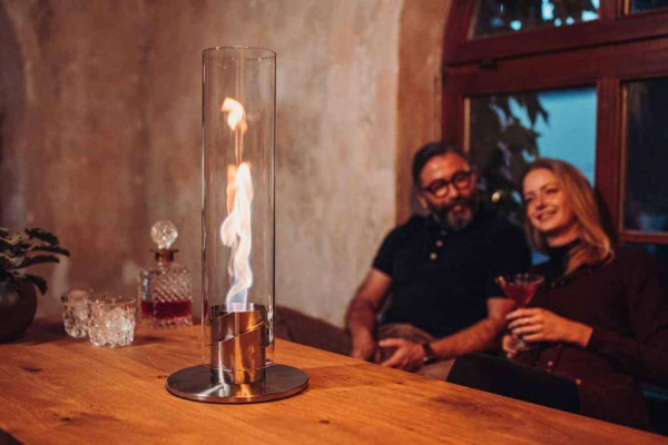 Tischfeuer Spin für Brenngel silber