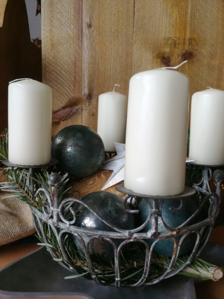 Vintage Kerzenhalter Adventskranz Korb