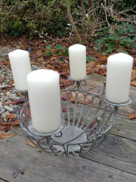 Vintage Kerzenhalter Adventskranz Korb
