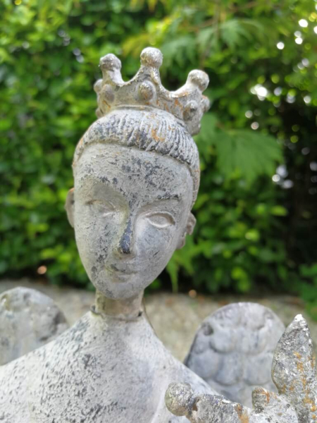 Dekoengel Elisabeth mit Schneeflockenstab, grau